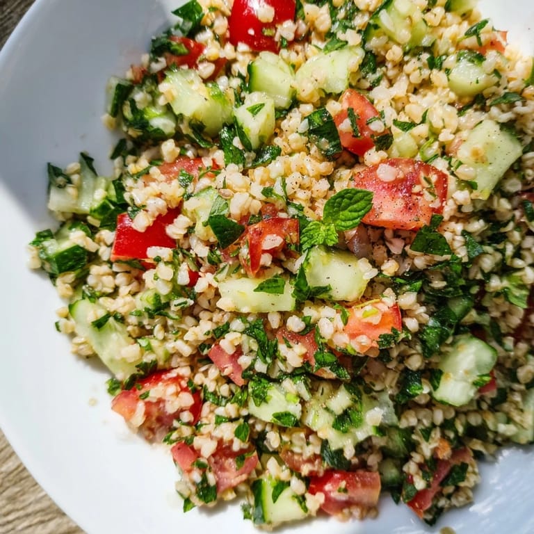 Cool and refreshing Lebanese Tabbouleh Salad, a flavorful vegan salad perfect for a summer day.