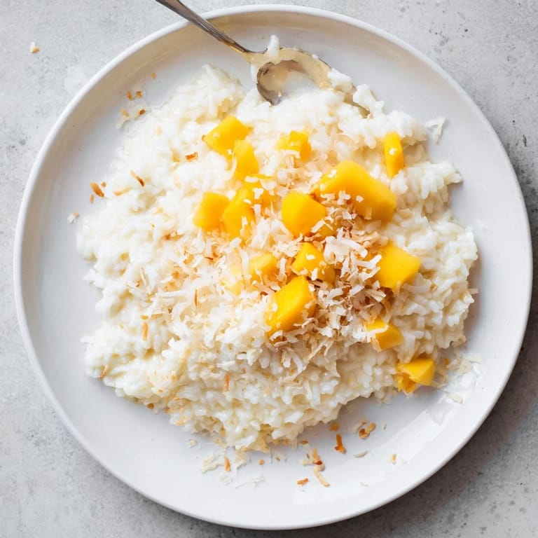Fragrant jasmine rice swirled in rich coconut milk, a sweet dessert ready in thirty minutes.  