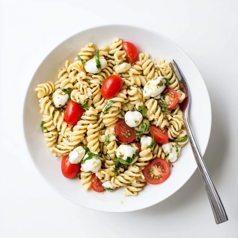 This fresh Caprese Salad Pasta is served chilled as a light main dish, perfect for summer picnics or a quick vegetarian lunch.