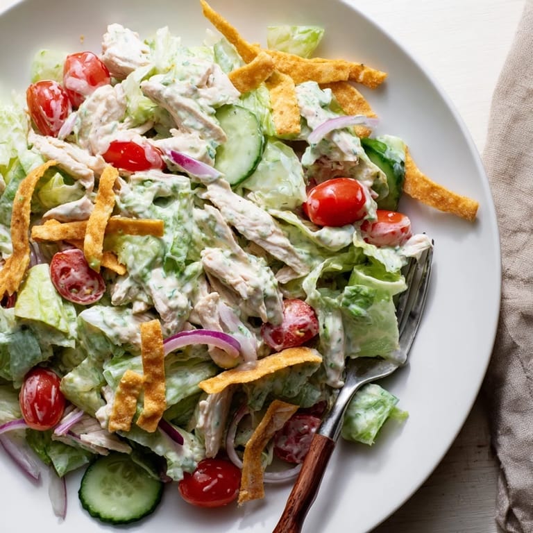 Fresh Jalapeño Ranch Chicken Salad featuring tender chicken, cool ranch, and crunchy vegetables for a zesty, satisfying main dish.  