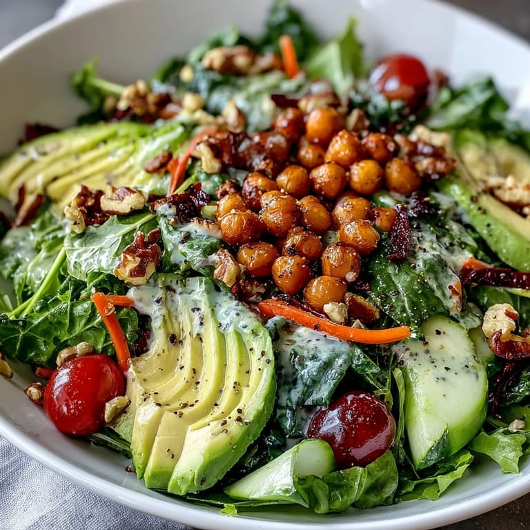 Healthy Mixed Greens Power Bowl with shredded carrots, cucumber slices, and toasted almonds, drizzled with tangy apple cider vinaigrette and ready to serve.