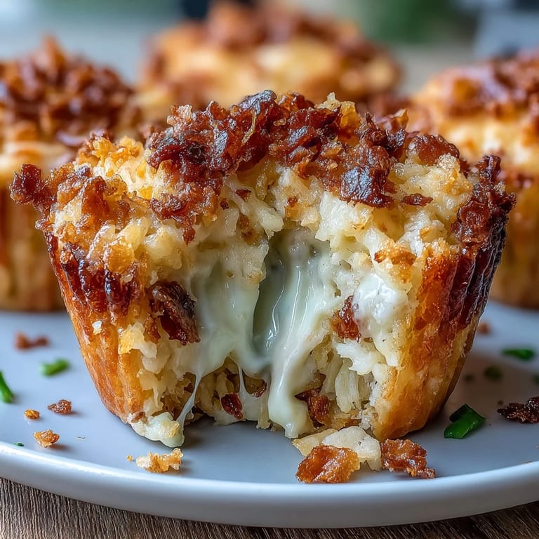 Warm funeral potatoes muffin cups packed with cheesy potato filling and crispy topping, perfect for family gatherings and holidays.