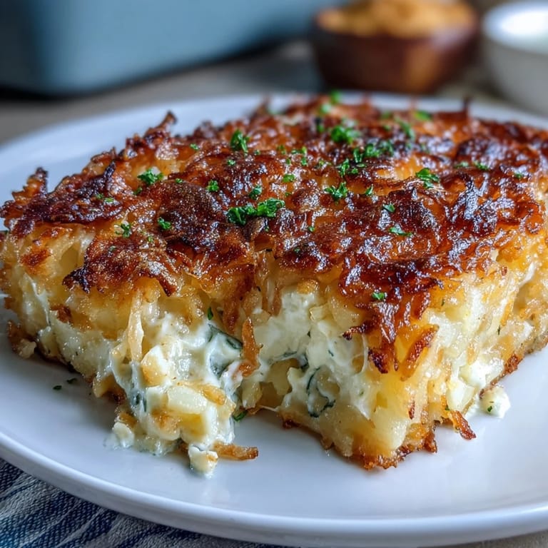 Homestyle funeral potatoes casserole featuring tender diced potatoes, creamy cheese sauce, and a golden hashbrown topping for potluck perfection.