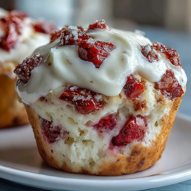 Fluffy muffins bursting with fresh strawberries and creamy yogurt, perfect for a wholesome breakfast or snack.