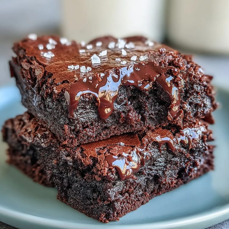Ultra-fudgy brownies featuring sourdough discard and a touch of sea salt, perfect for dessert lovers seeking indulgence.