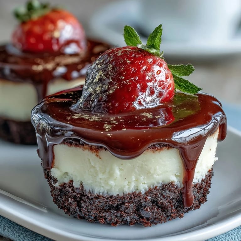 Luxurious mini cheesecake cups inspired by Dubai, layered with chocolate crust and creamy filling.  