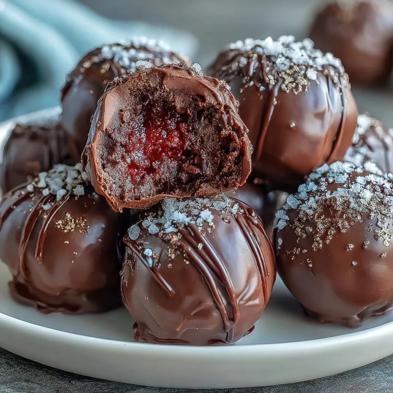 2. Handmade dark chocolate truffles infused with strawberry and finished with shimmering gold dust, inspired by Dubai's lavish flavors.  