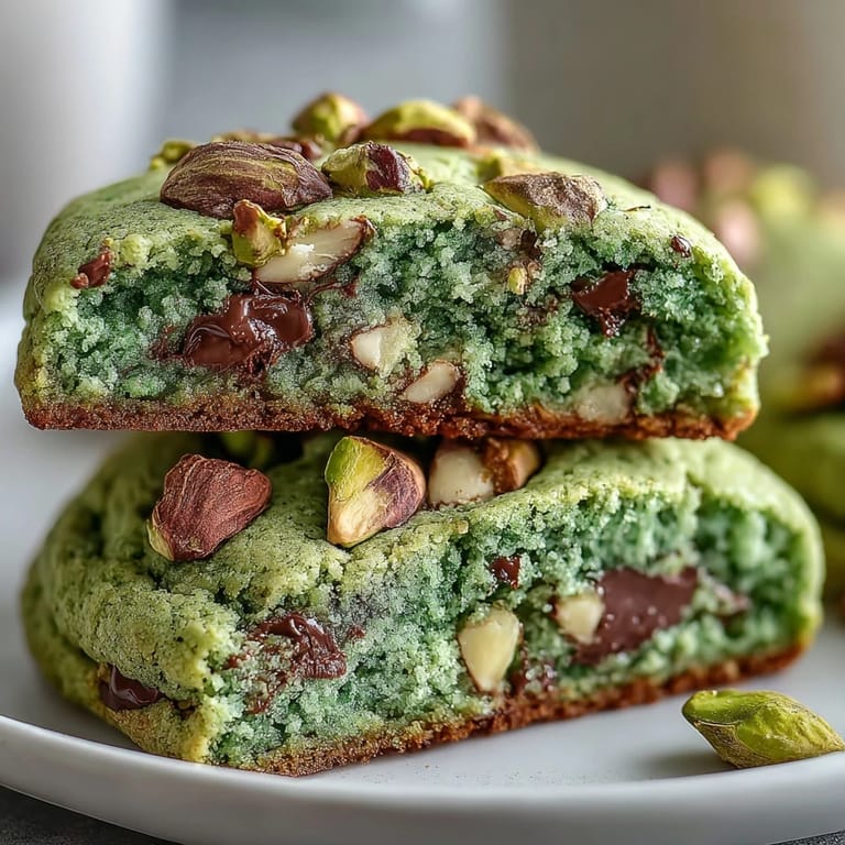 Chewy pistachio pudding cookies bursting with real nut flavor and a festive green hue, perfect for St. Patrick's Day celebrations.