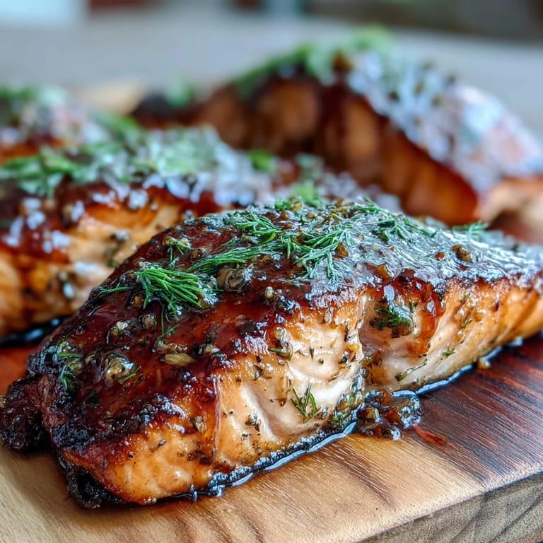 Smoky, tender cedar plank salmon brushed with rich maple Dijon sauce.