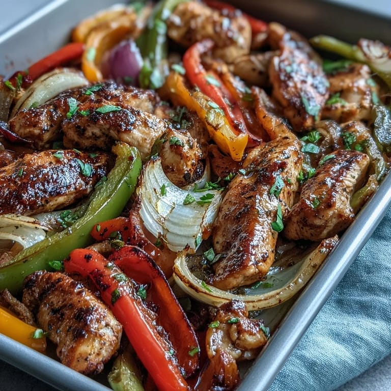 Juicy chicken fajitas glistening with spices, ready for warm tortilla wraps.