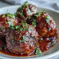 Slow cooker meatballs in marinara sauce with tender beef and pork, simmered to perfection for an easy appetizer.  