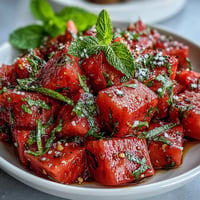 Bright watermelon salad with mint, chili, and lime, perfect for summer.